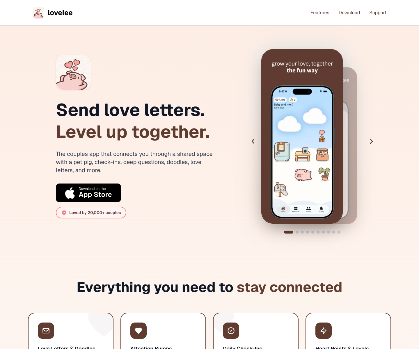 lovelee landing page screenshot