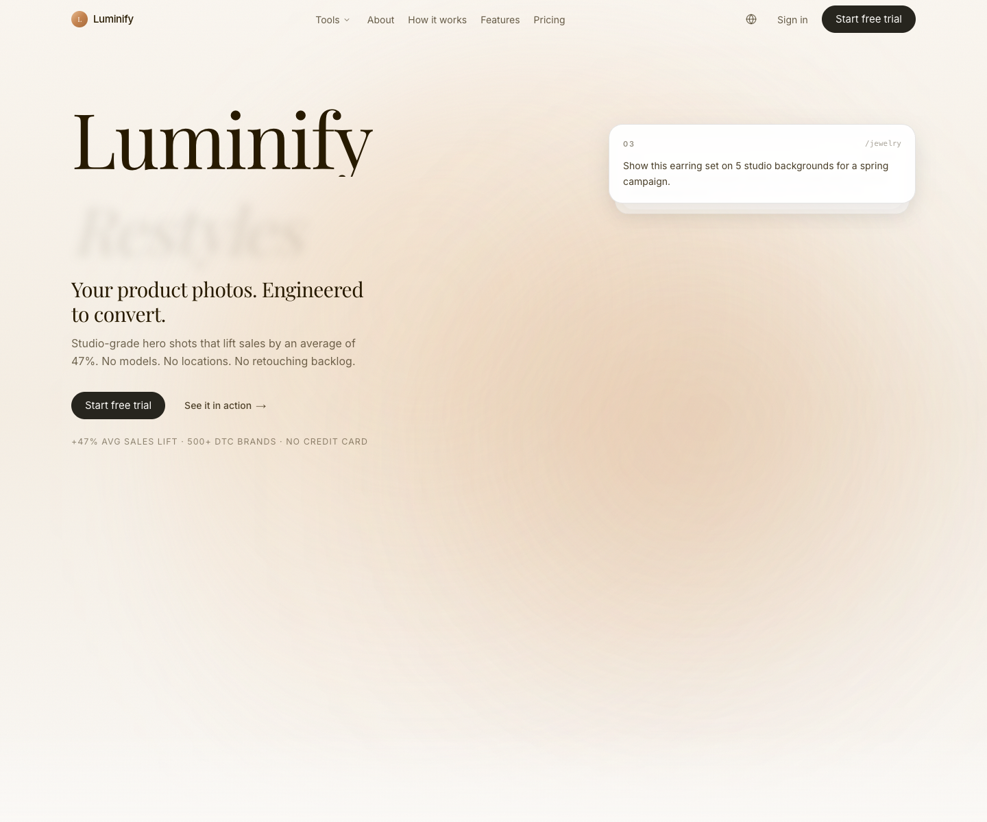 luminify.app landing page screenshot