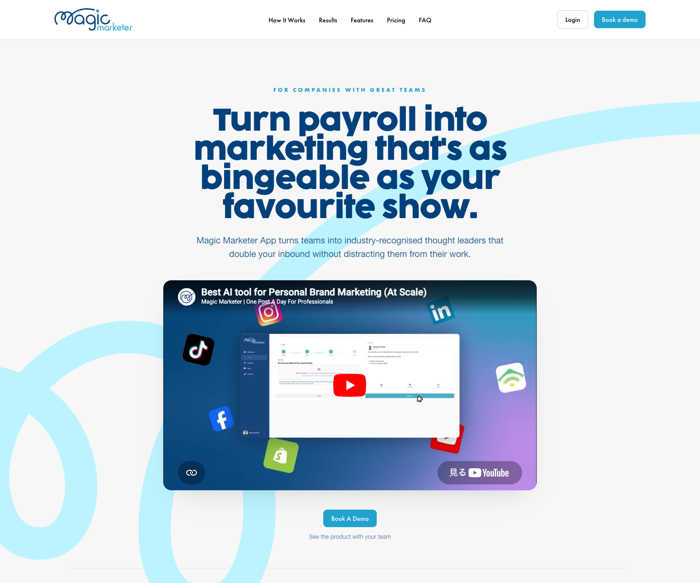 Magic Marketer landing page screenshot