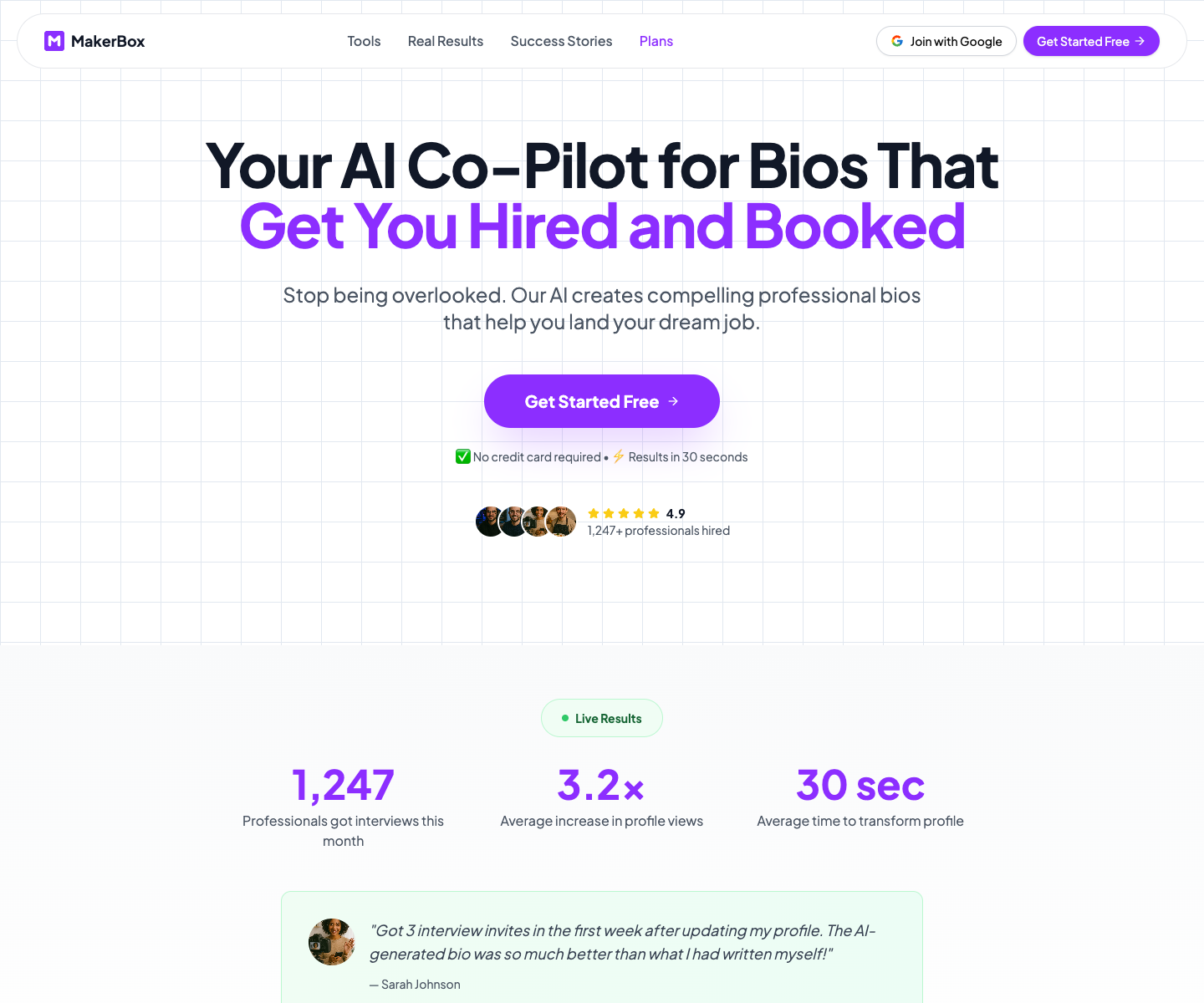 MakerBox landing page screenshot