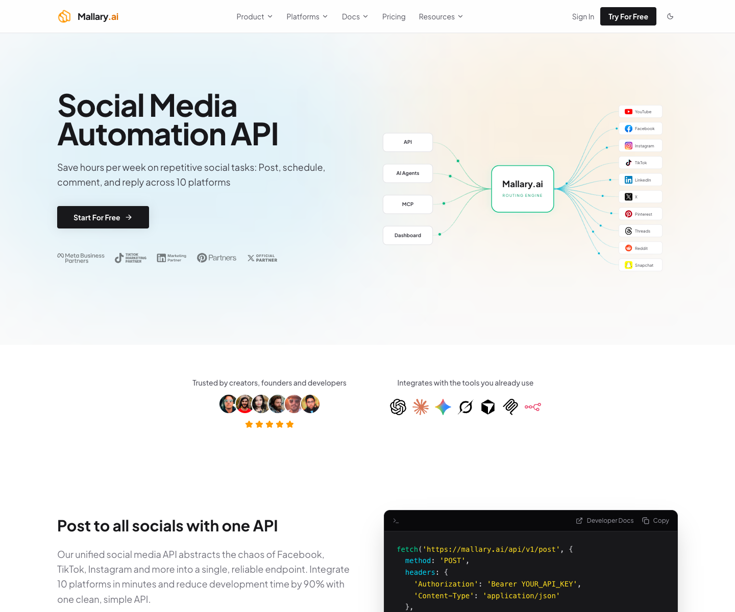 Mallary landing page screenshot