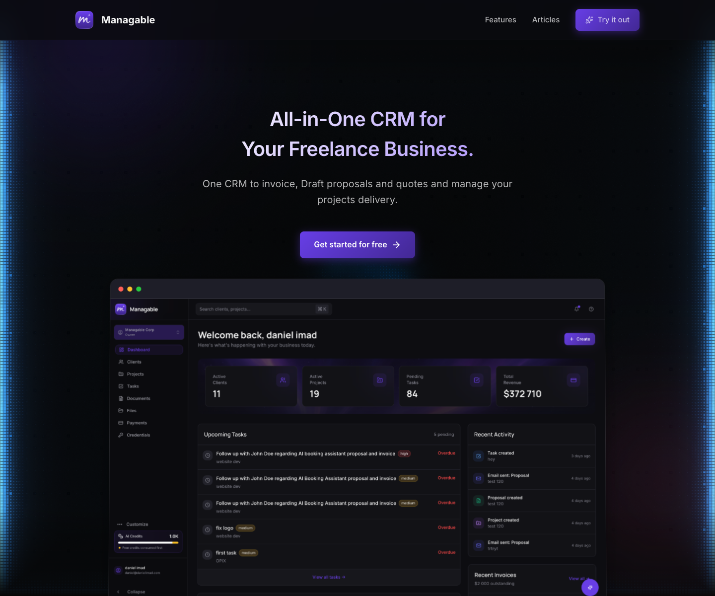 MANAGABLE landing page screenshot