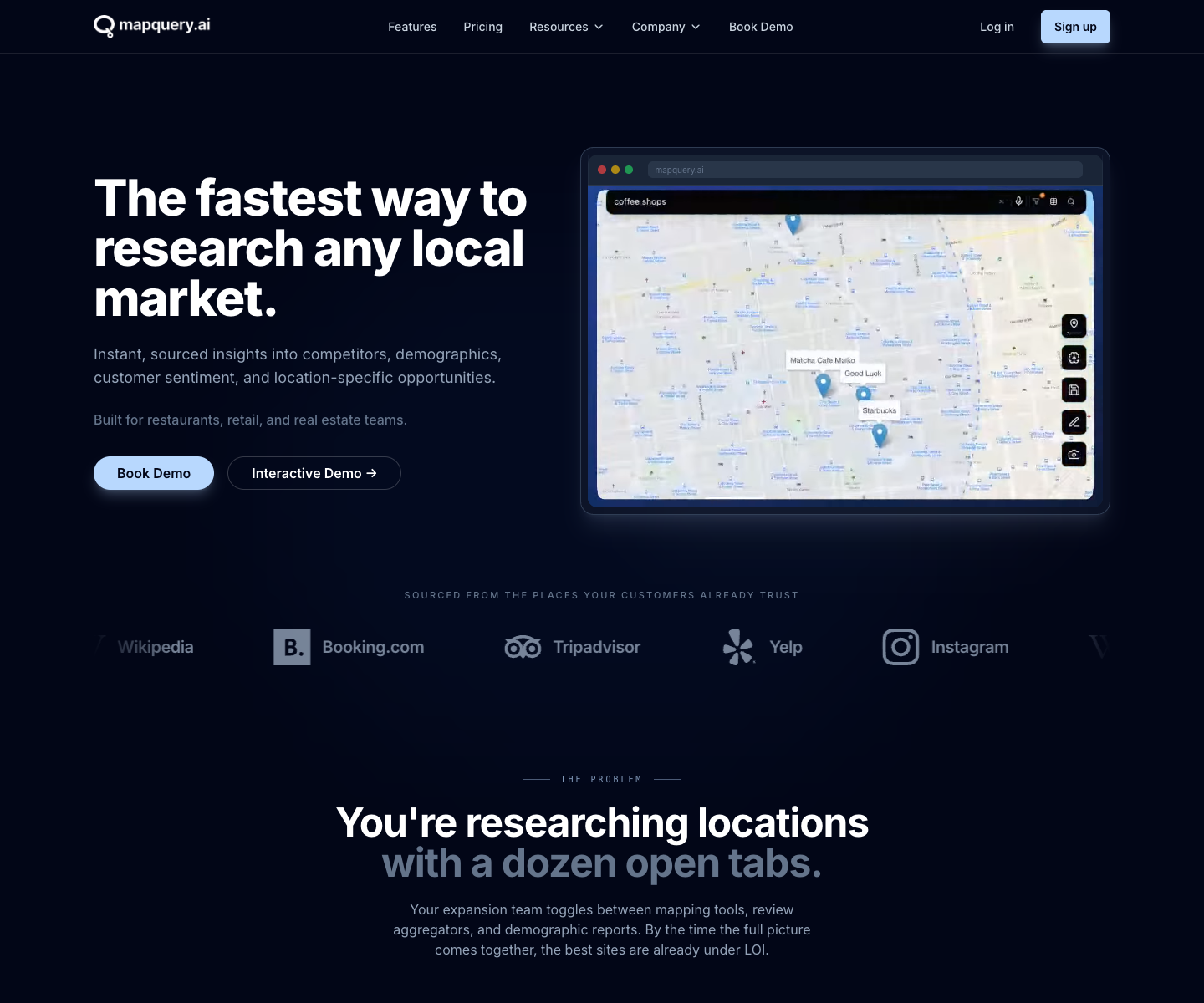 mapquery.ai landing page screenshot