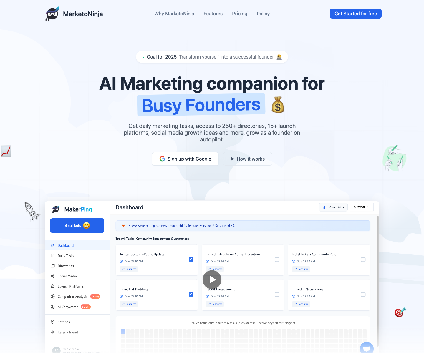 MarketoNinja landing page screenshot
