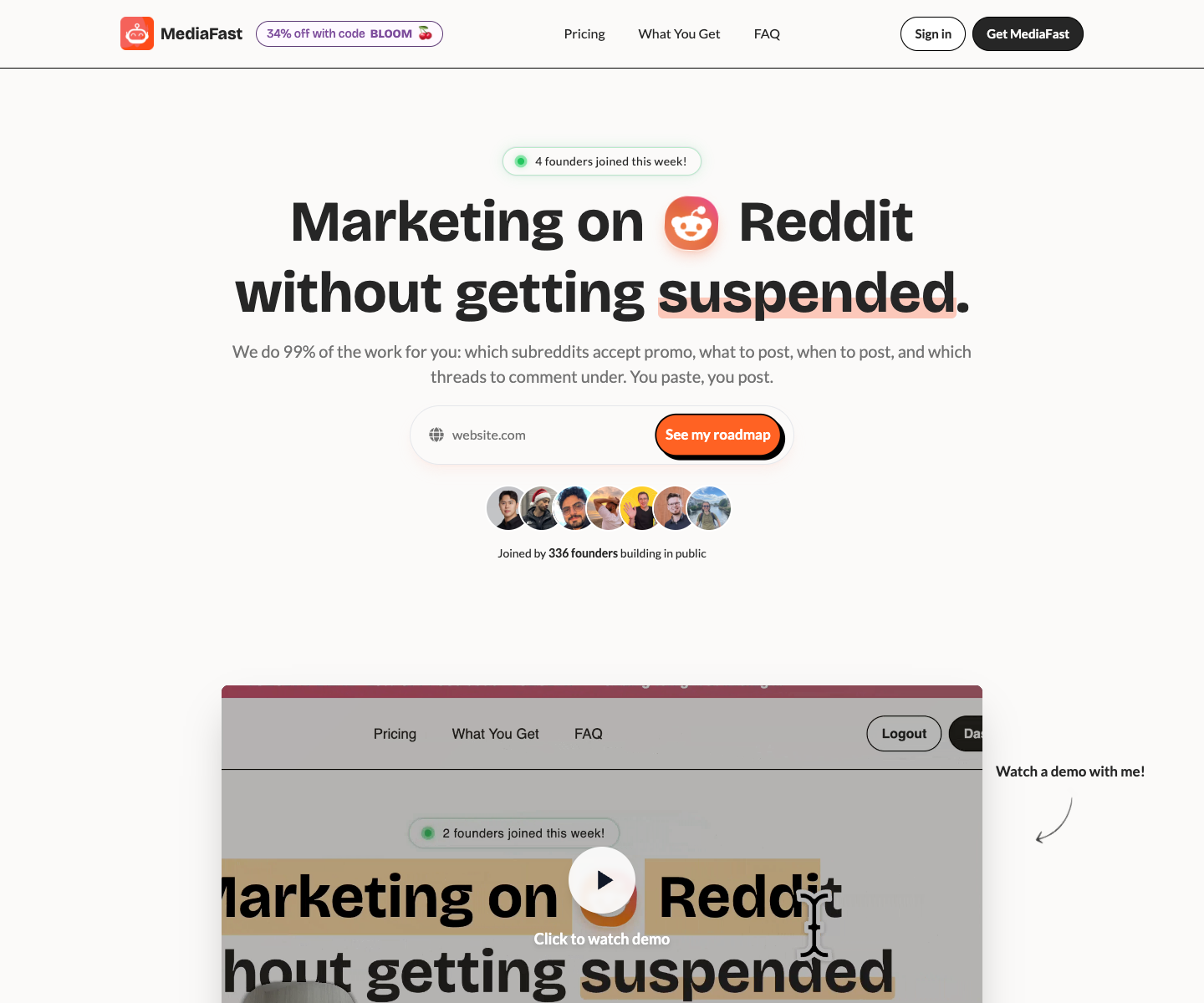 MediaFast landing page screenshot