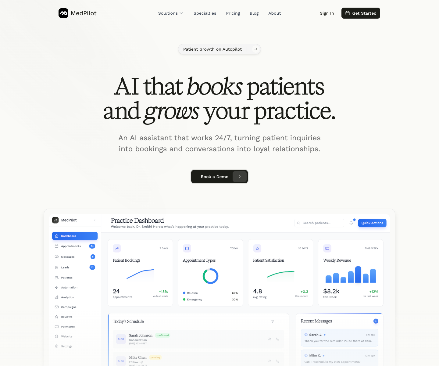 MedPilot landing page screenshot