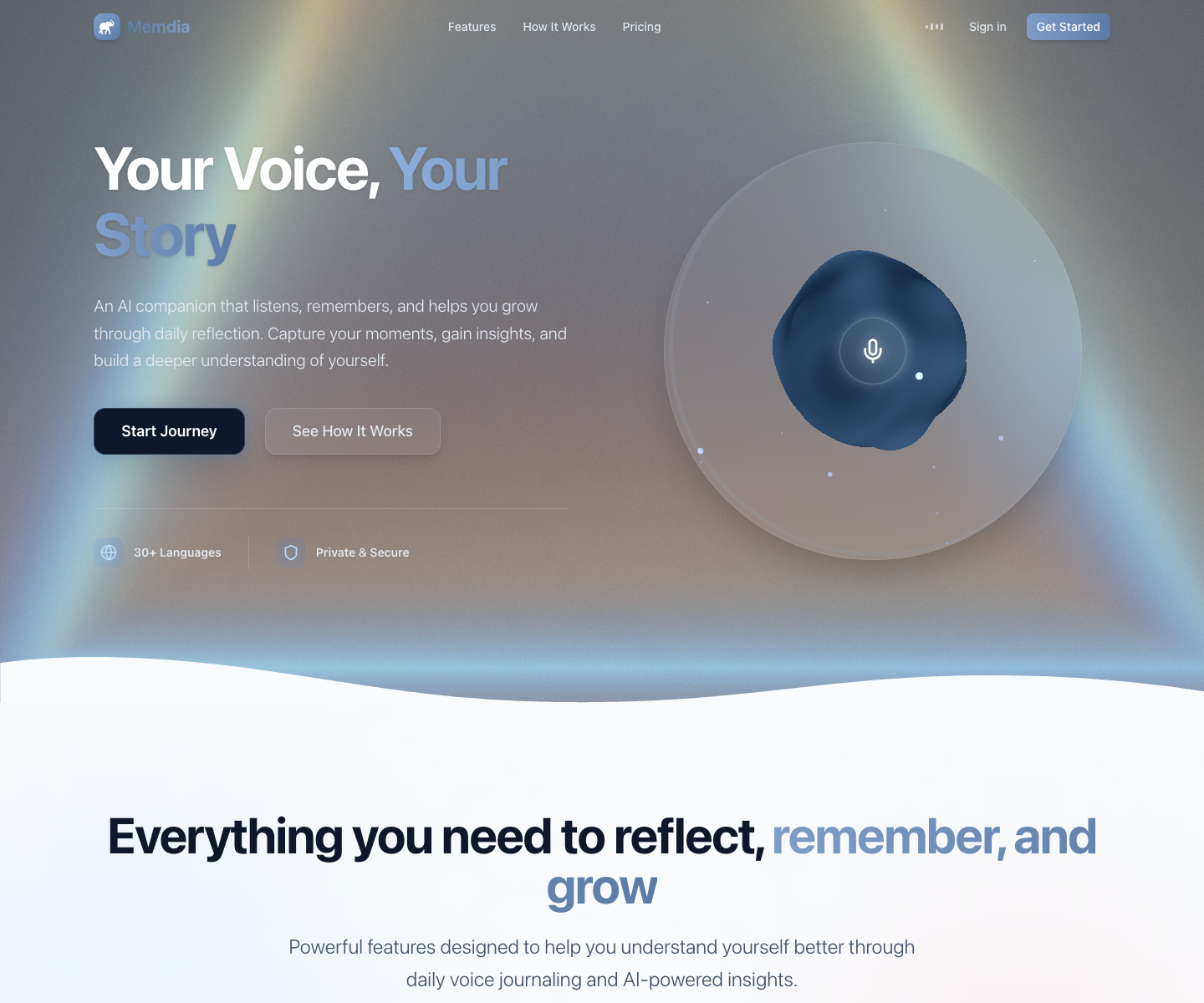 Memdia landing page screenshot