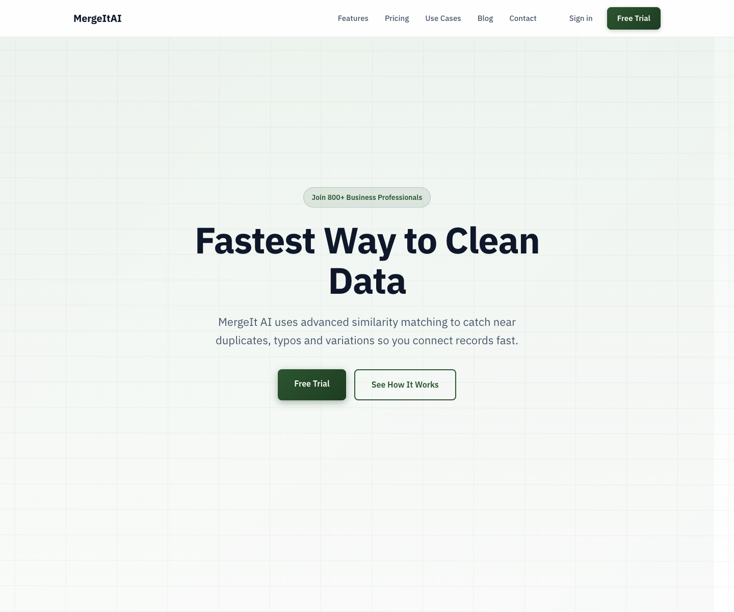 MergeitAI landing page screenshot