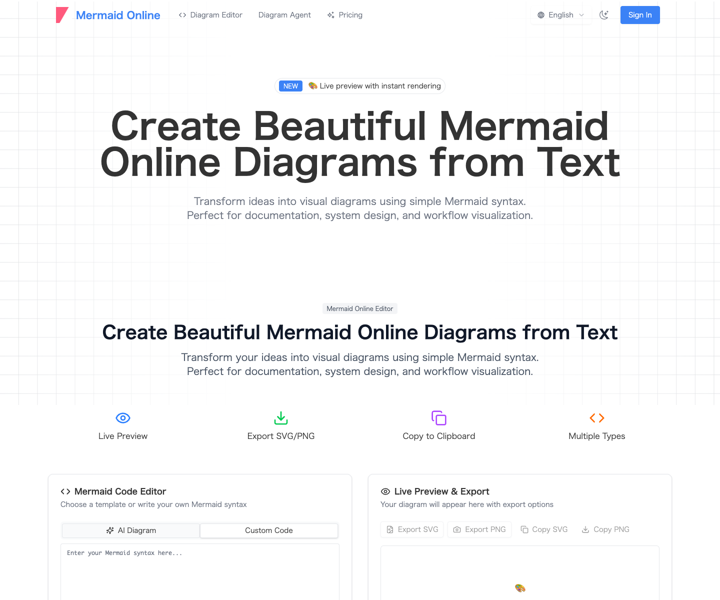 mermaidonline.live landing page screenshot