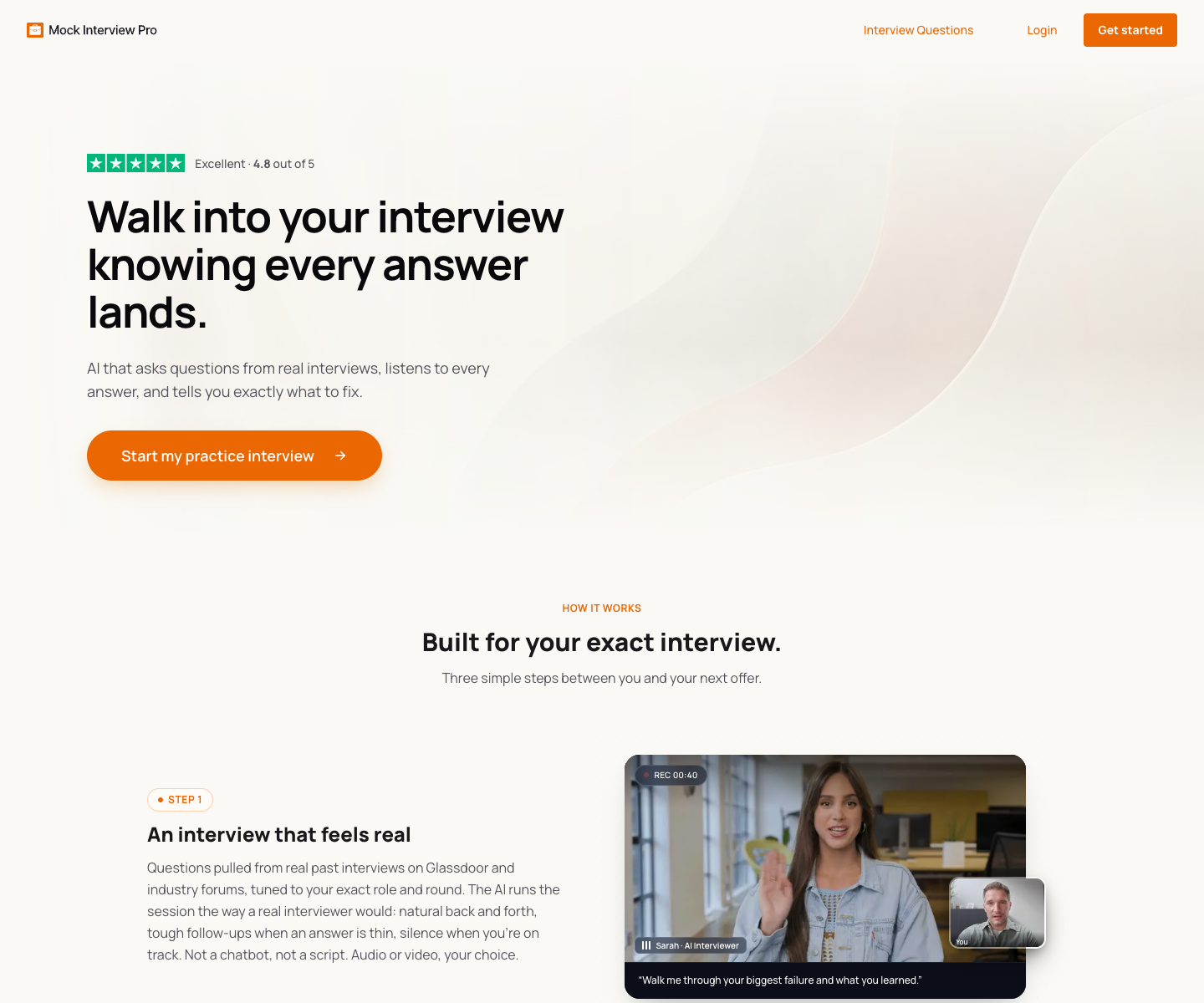 Mock Interview Pro landing page screenshot