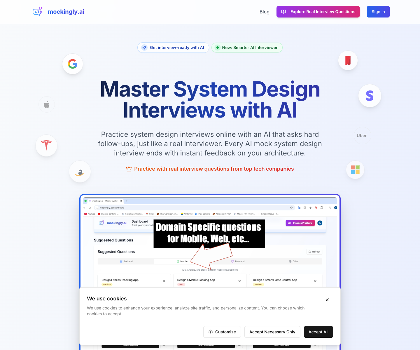 Mockingly.AI landing page screenshot