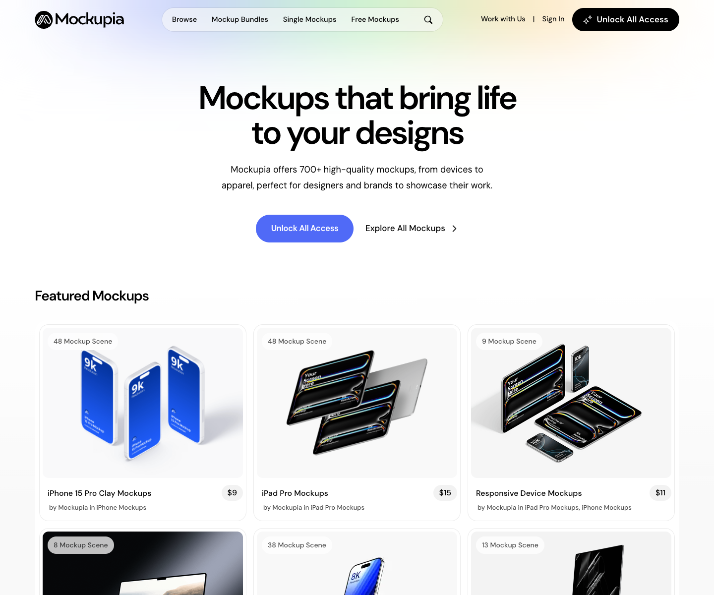 Mockupia landing page screenshot