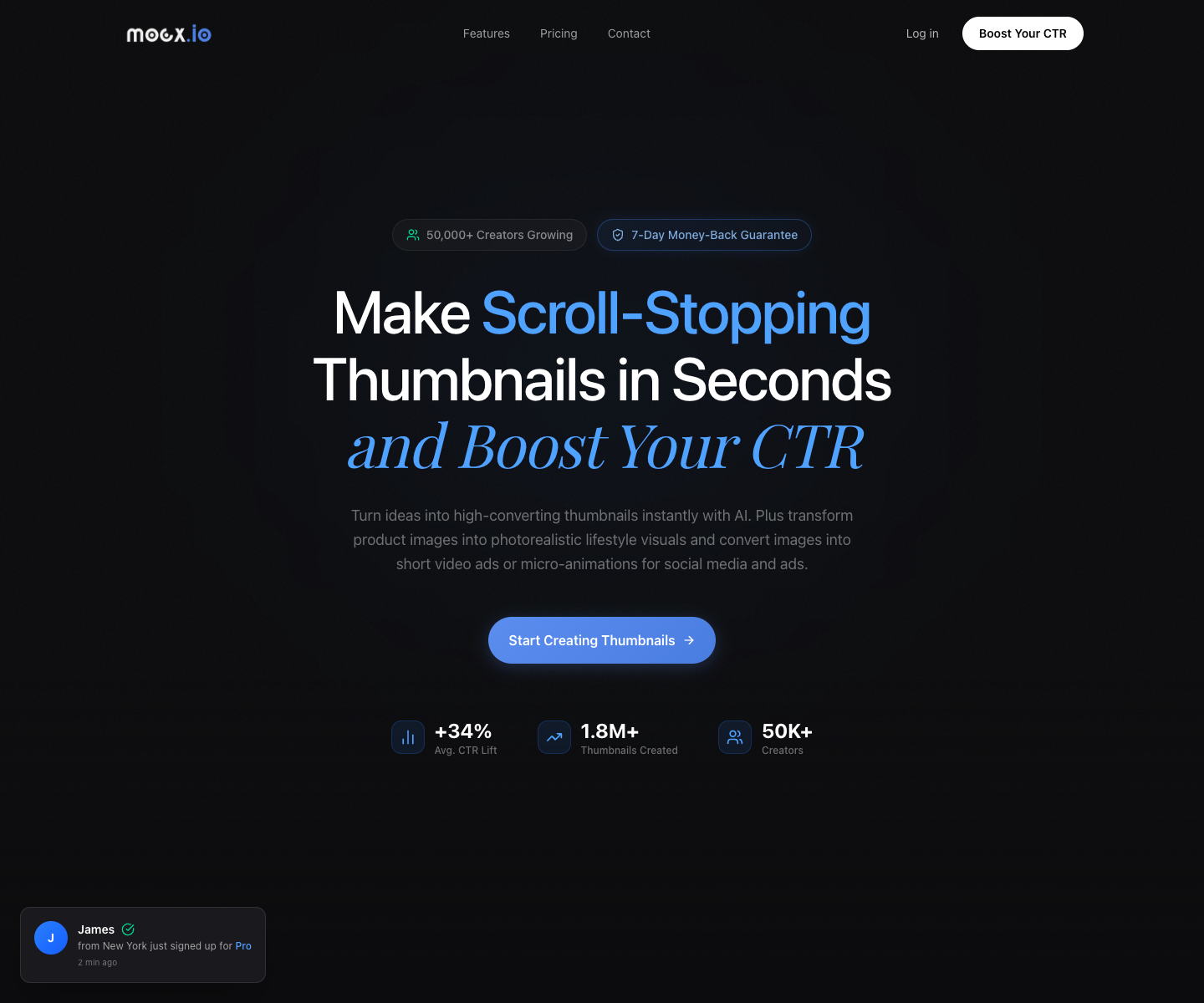 Mocx.io landing page screenshot