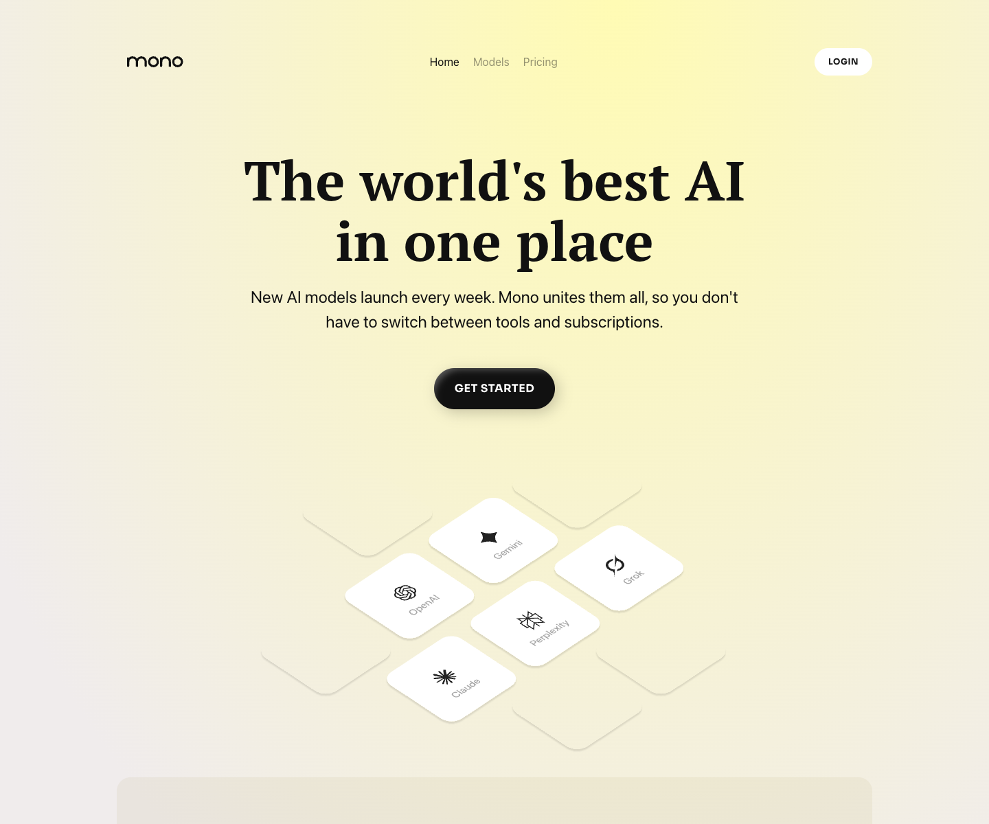 Mono landing page screenshot