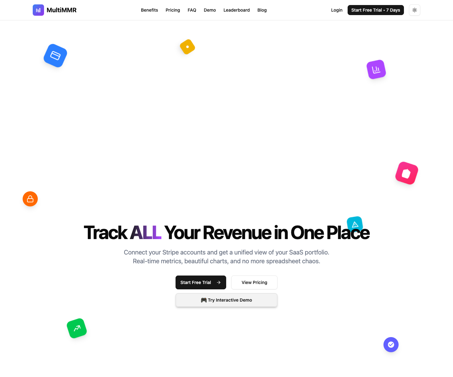MultiMMR - Track Your Revenue in One Place landing page screenshot