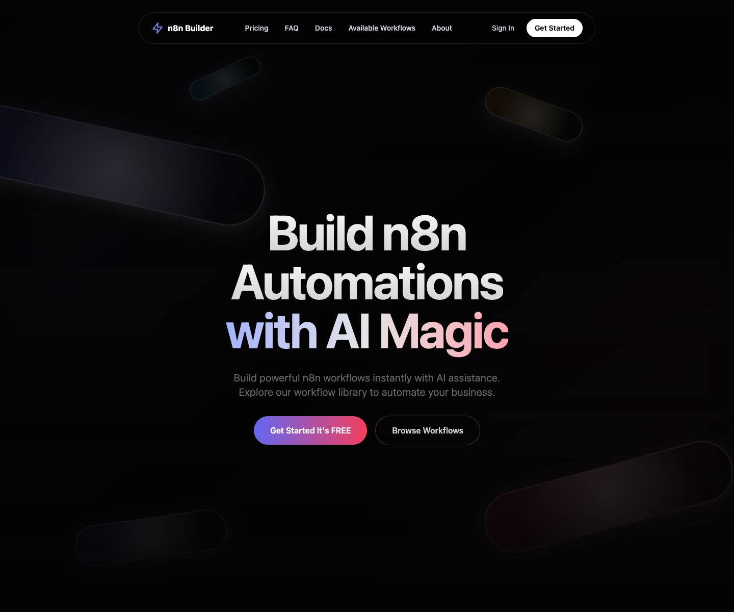 n8n Builder landing page screenshot