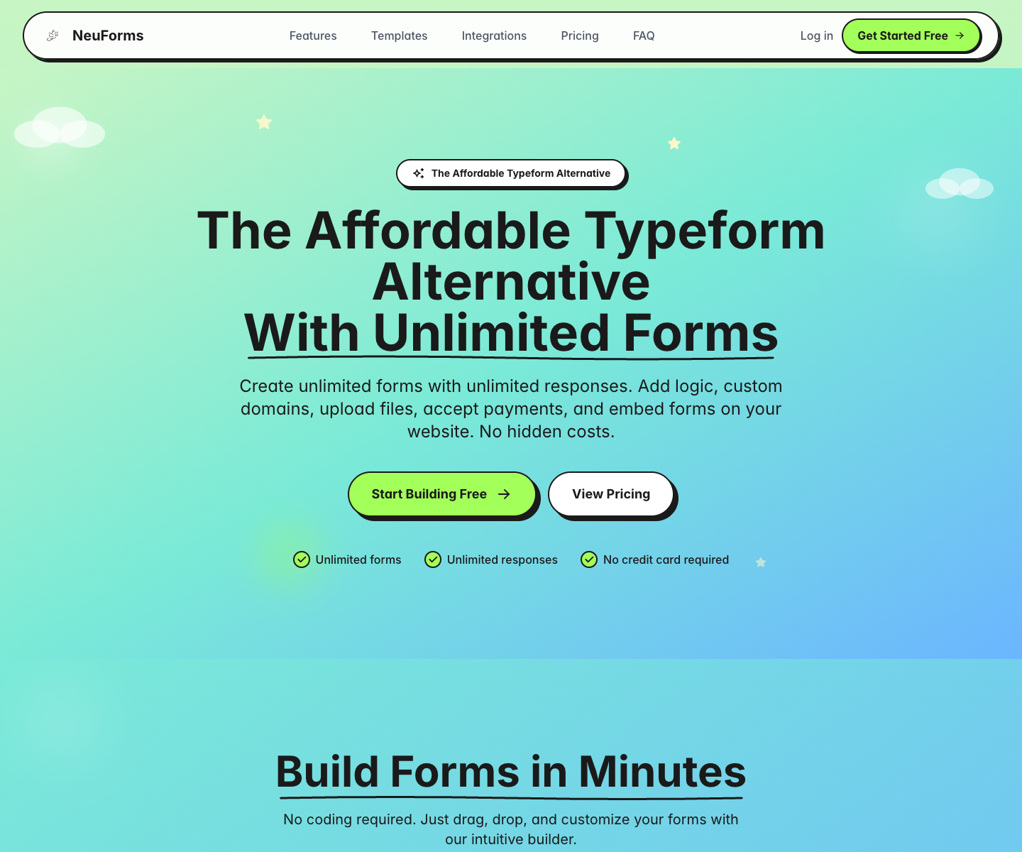neuforms landing page screenshot