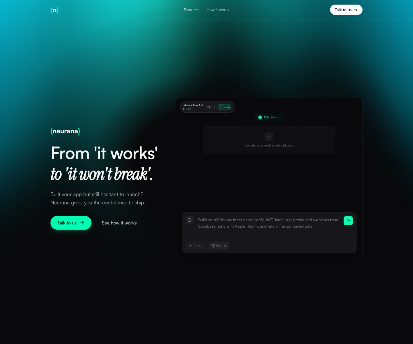 neurana landing page screenshot
