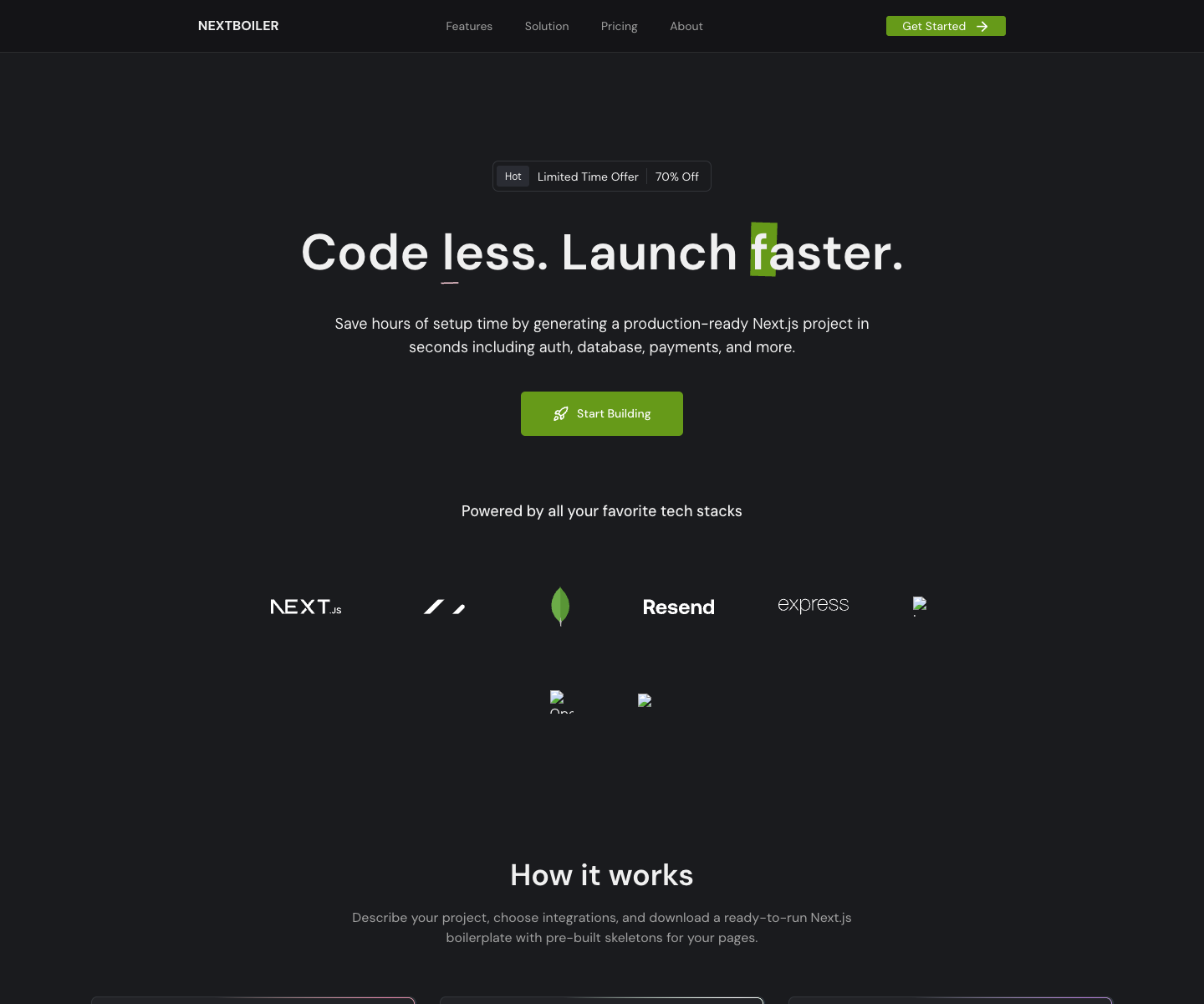 NextBoiler landing page screenshot