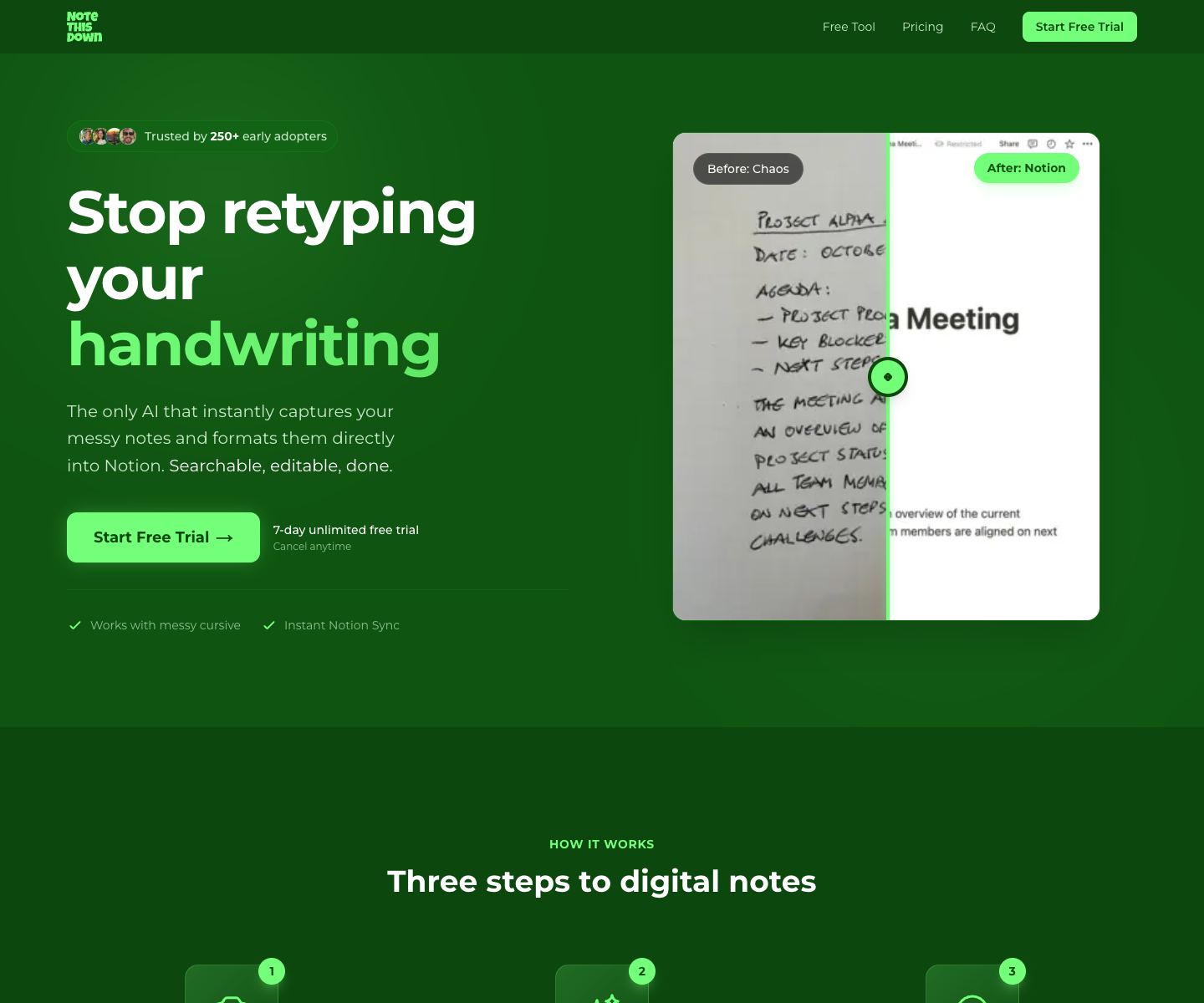 NoteThisDown landing page screenshot