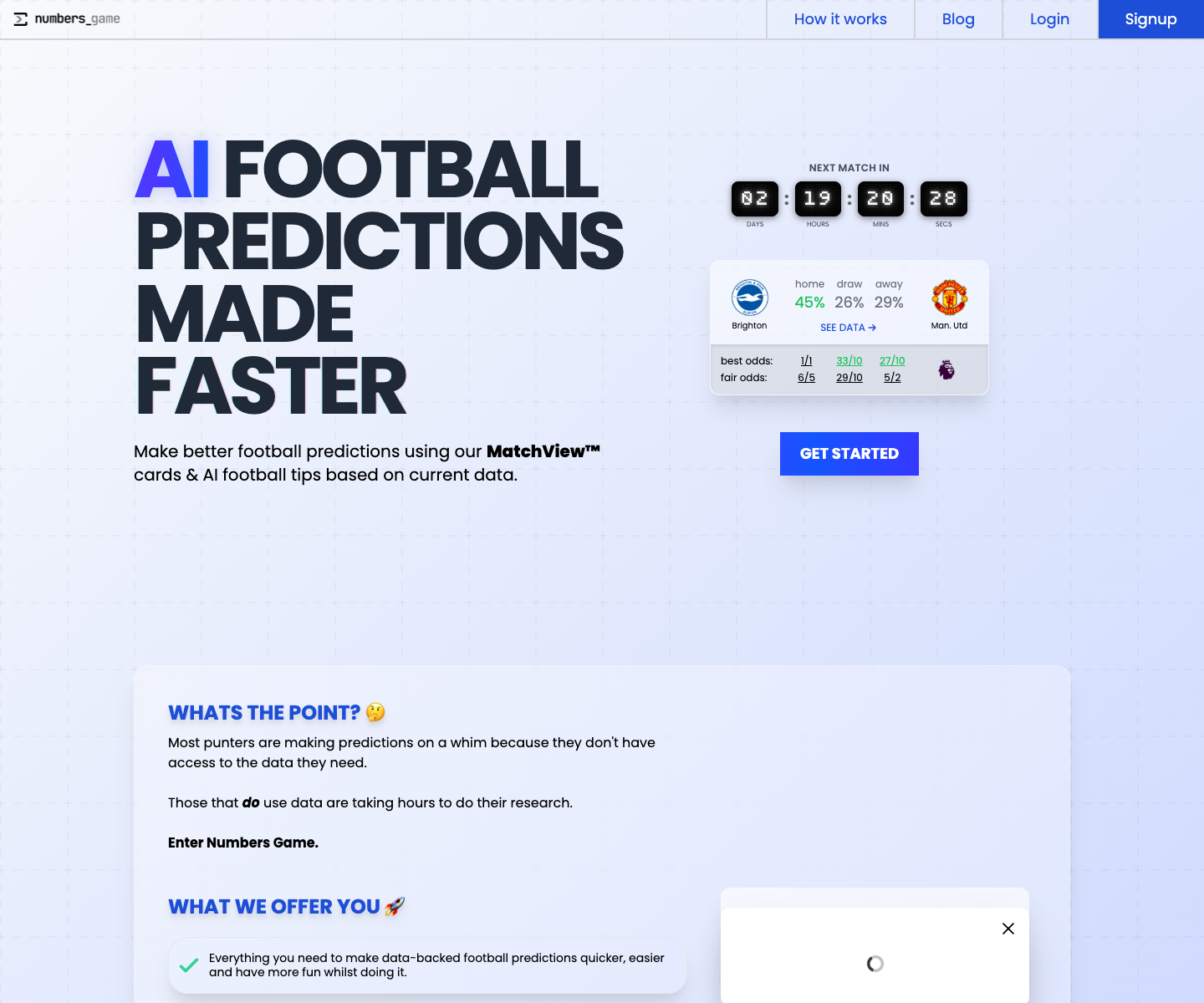 Numbers Game Limited landing page screenshot