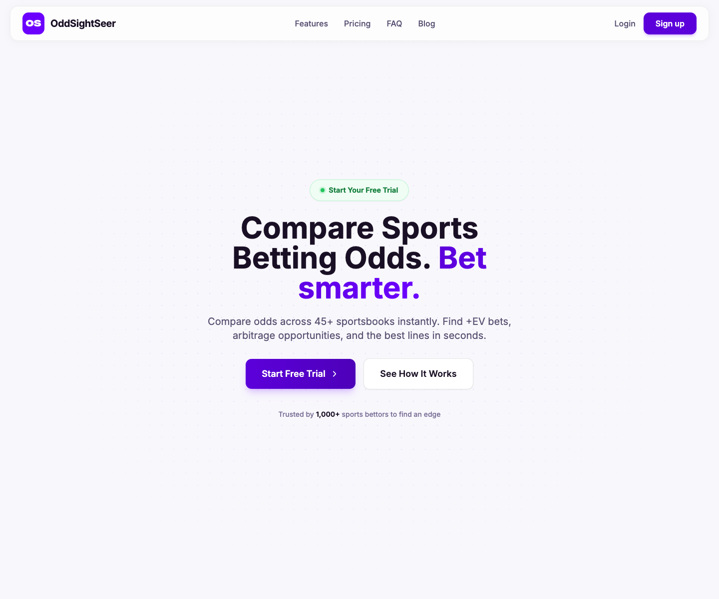 OddSightSeer landing page screenshot