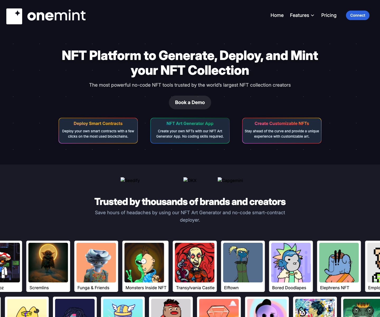 One Mint landing page screenshot