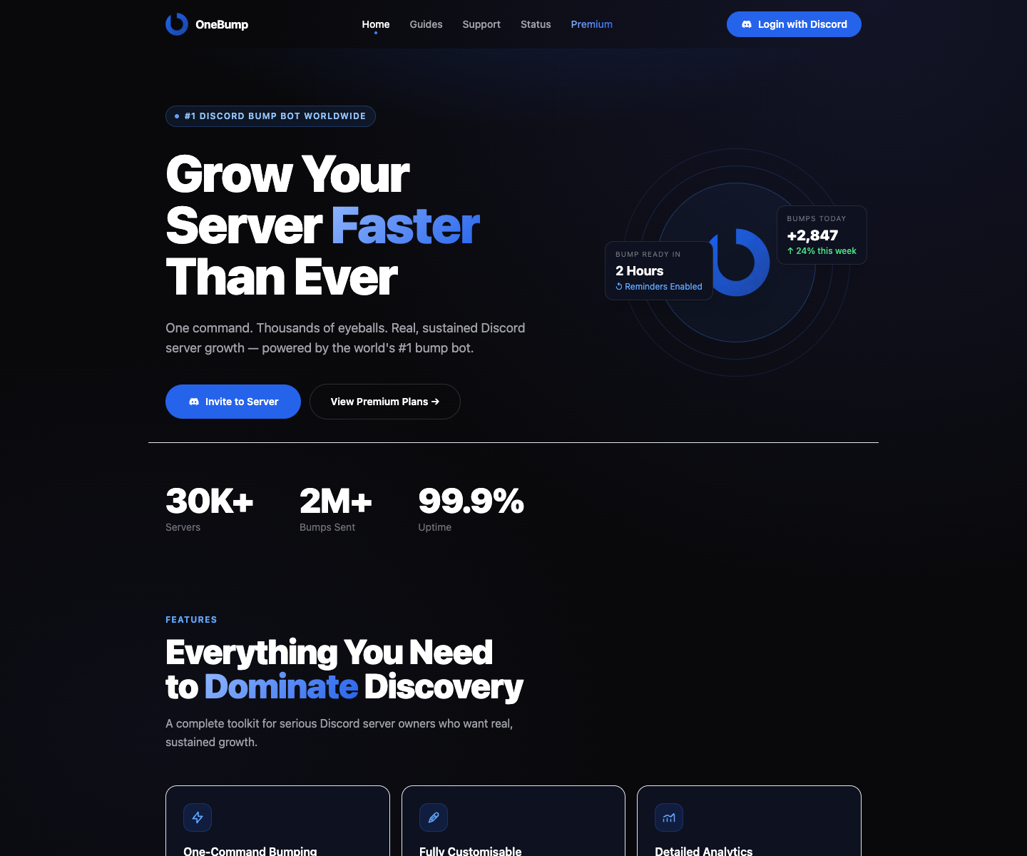 OneBump landing page screenshot