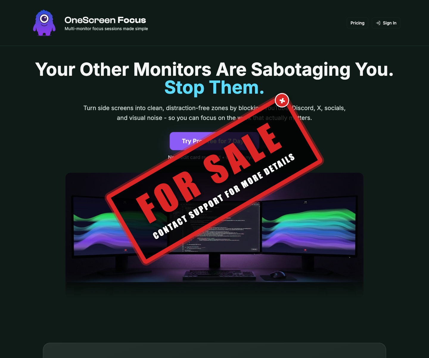 OneScreen Focus landing page screenshot