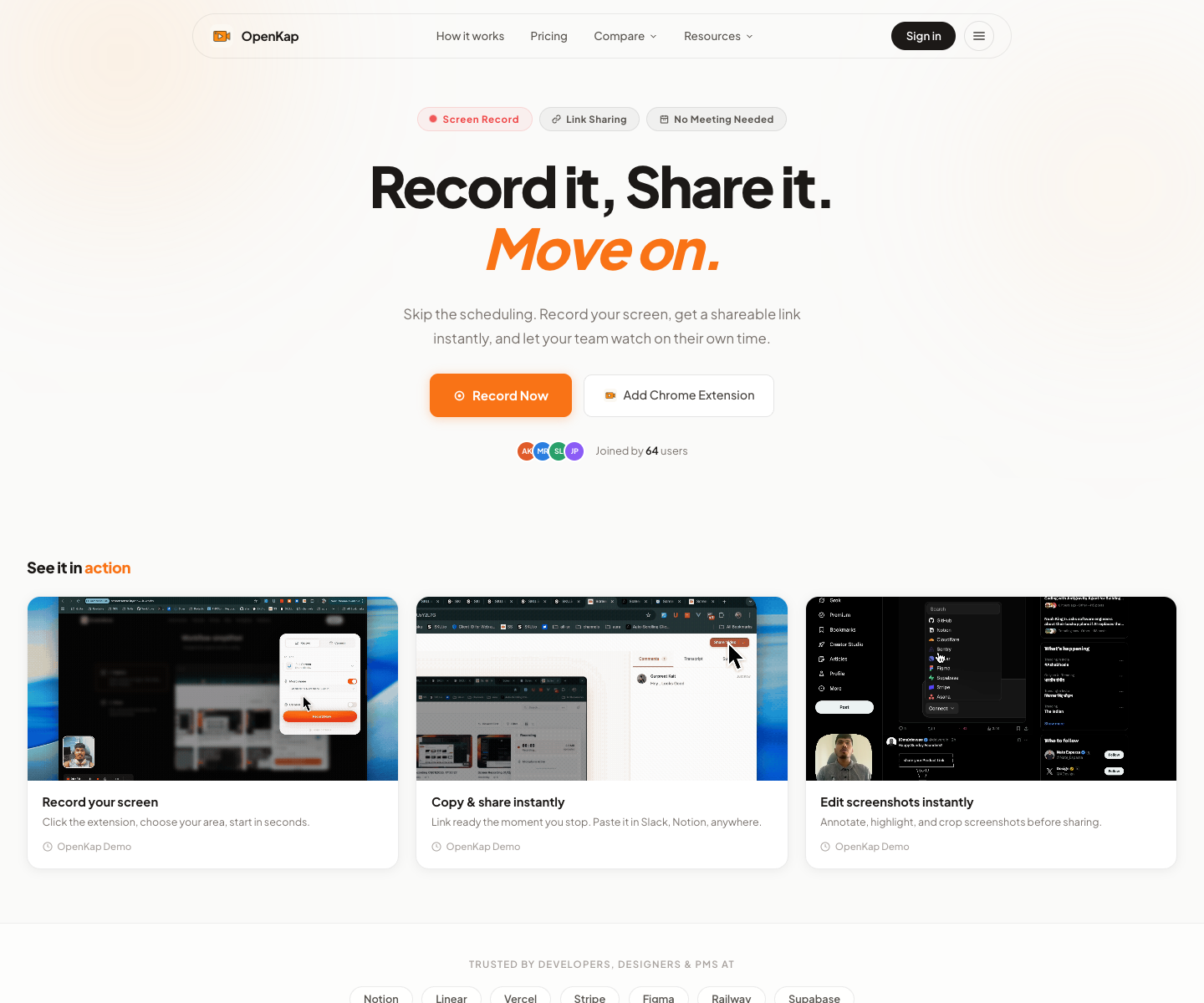 OpenKap landing page screenshot