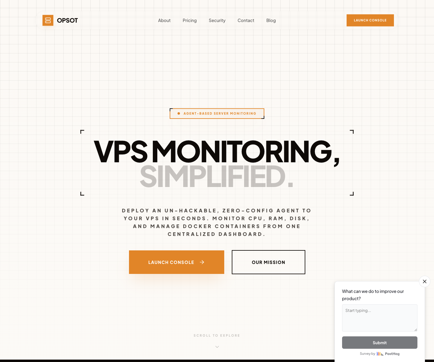 Opsot landing page screenshot