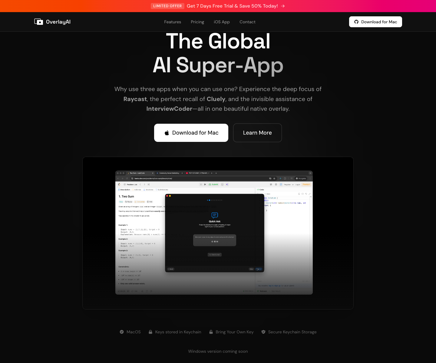 Overlay - an Invisible AI landing page screenshot