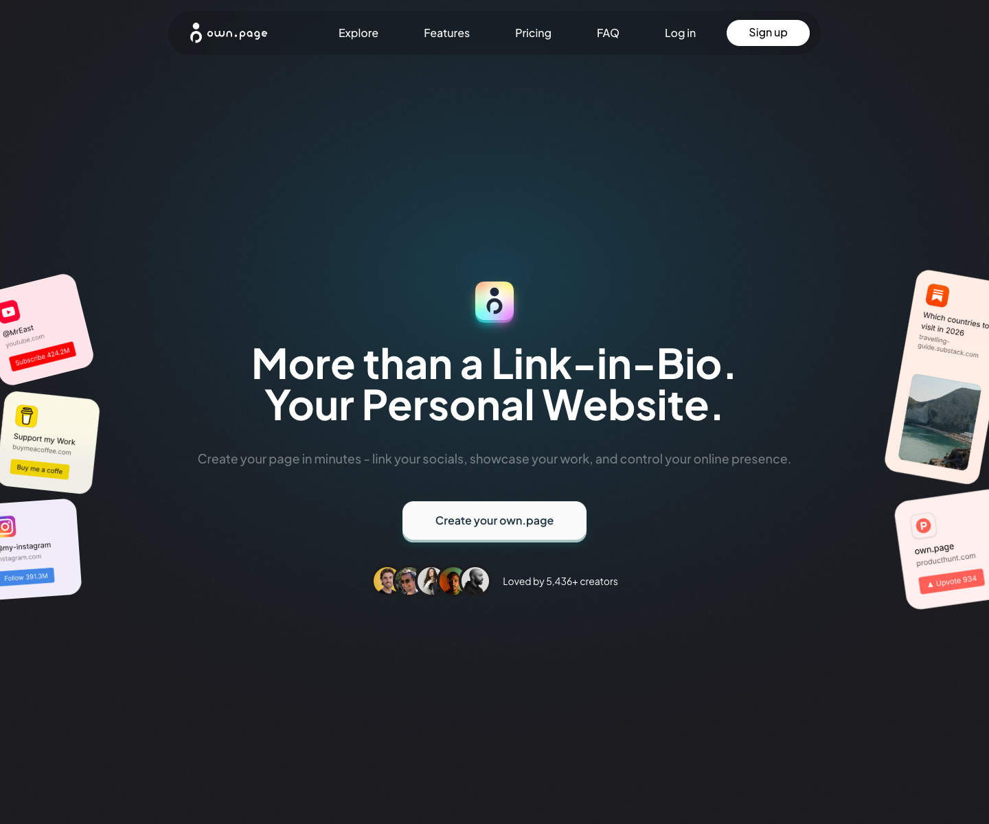 own.page landing page screenshot