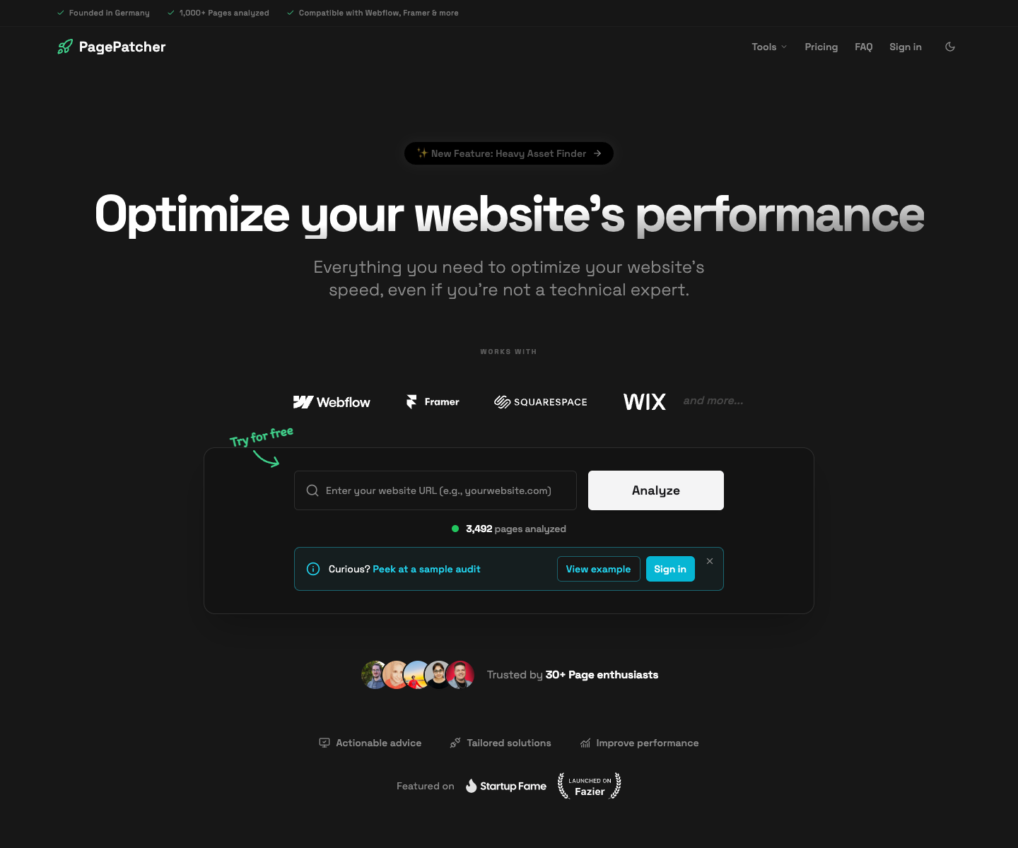 Pagepatcher landing page screenshot