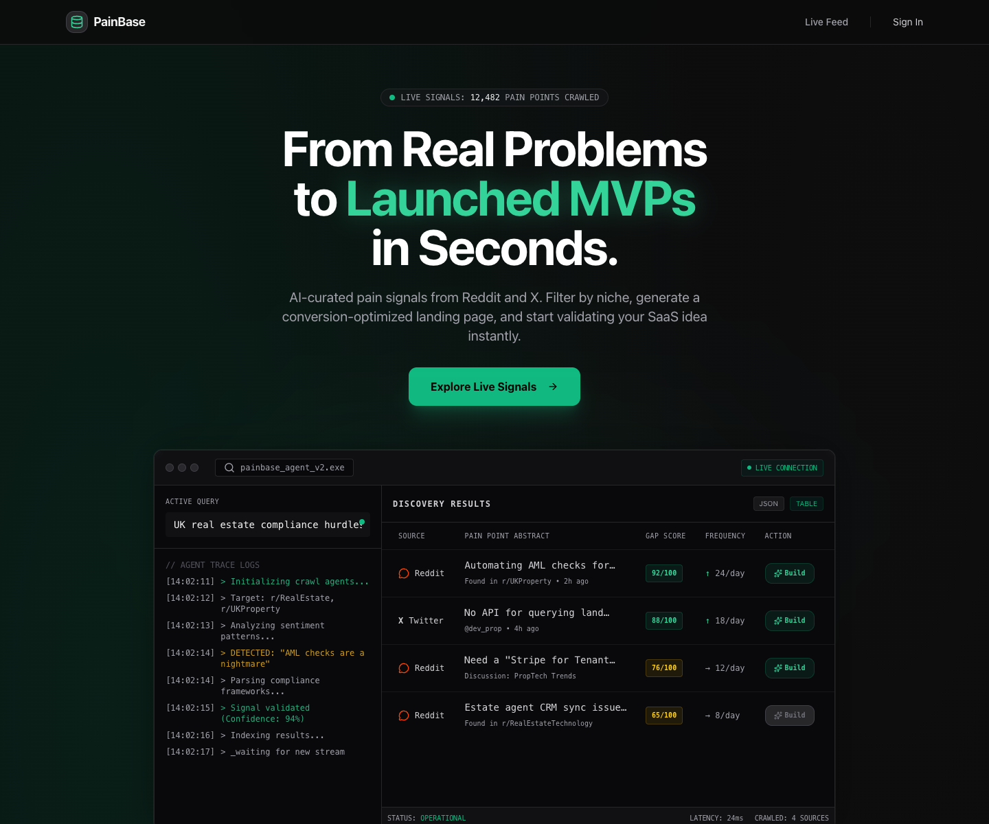 Pain Base landing page screenshot