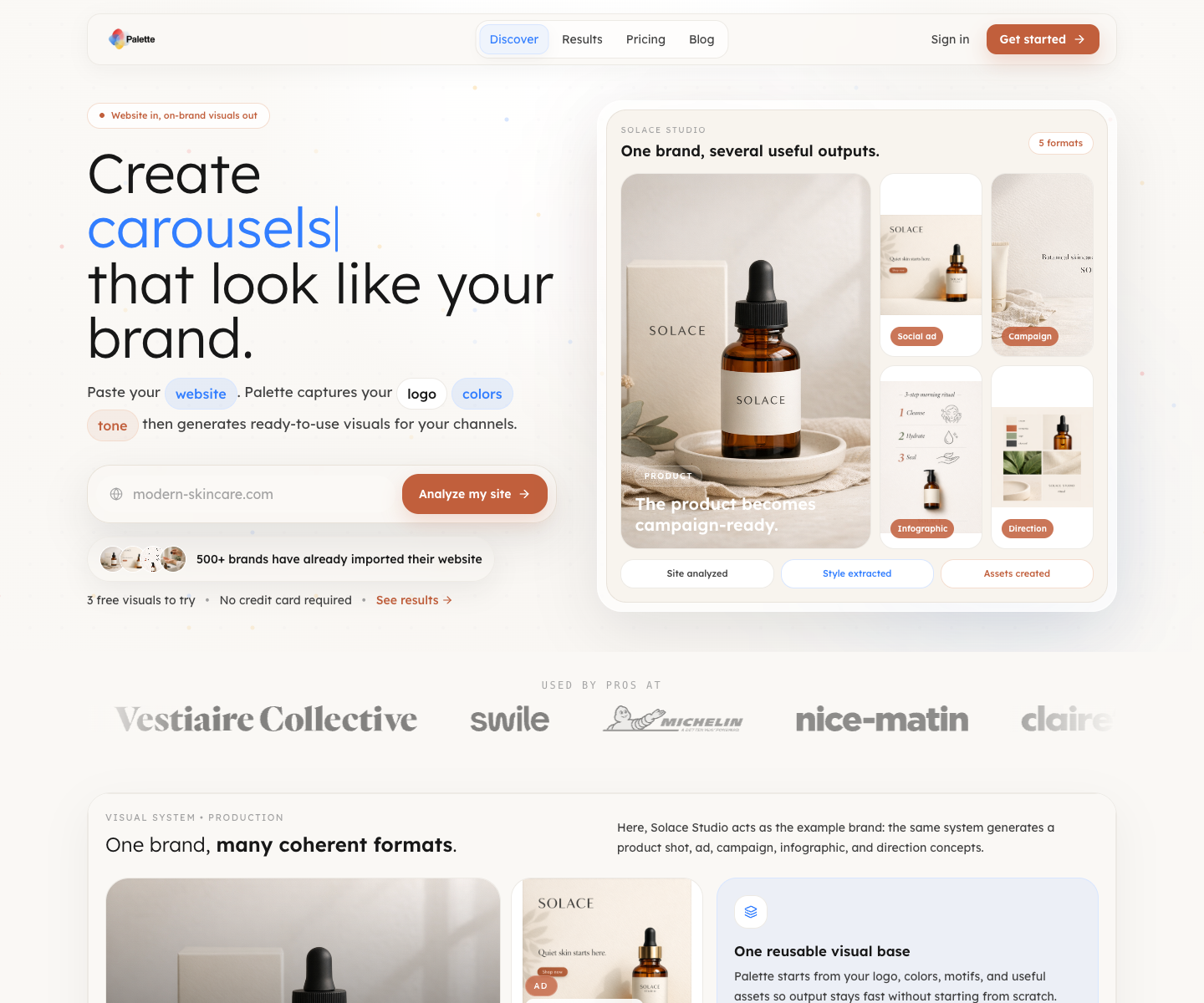Palette landing page screenshot