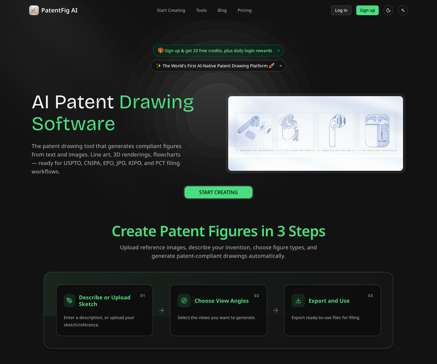 PatentFig landing page screenshot