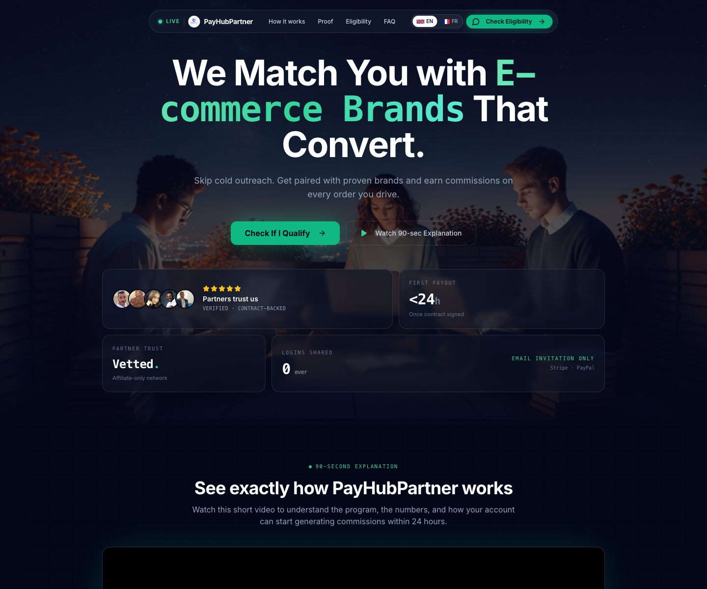 PayHubPartner landing page screenshot