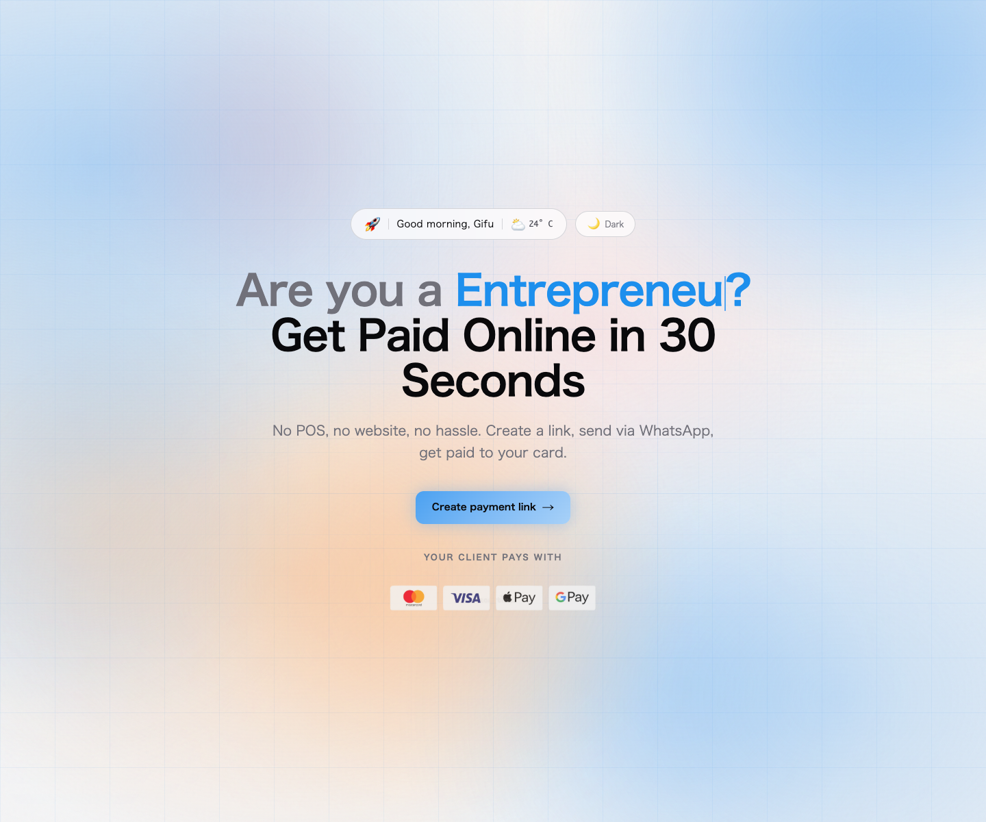 PayLinks landing page screenshot