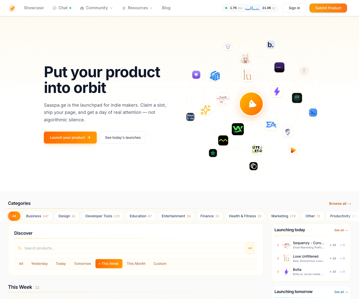Saaspa.ge landing page screenshot