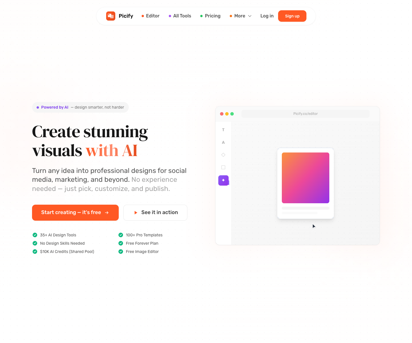 Picify landing page screenshot