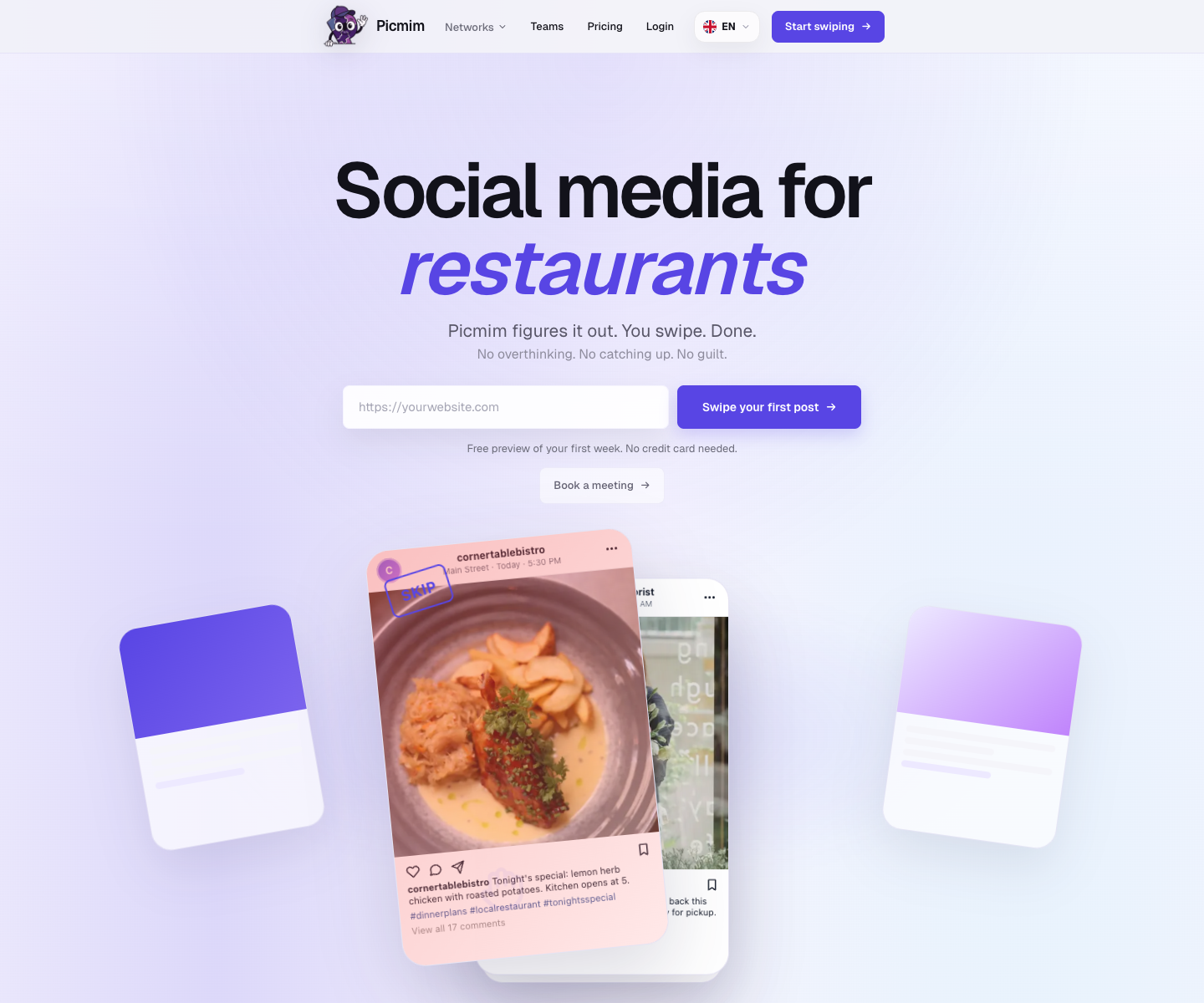 Picmim landing page screenshot