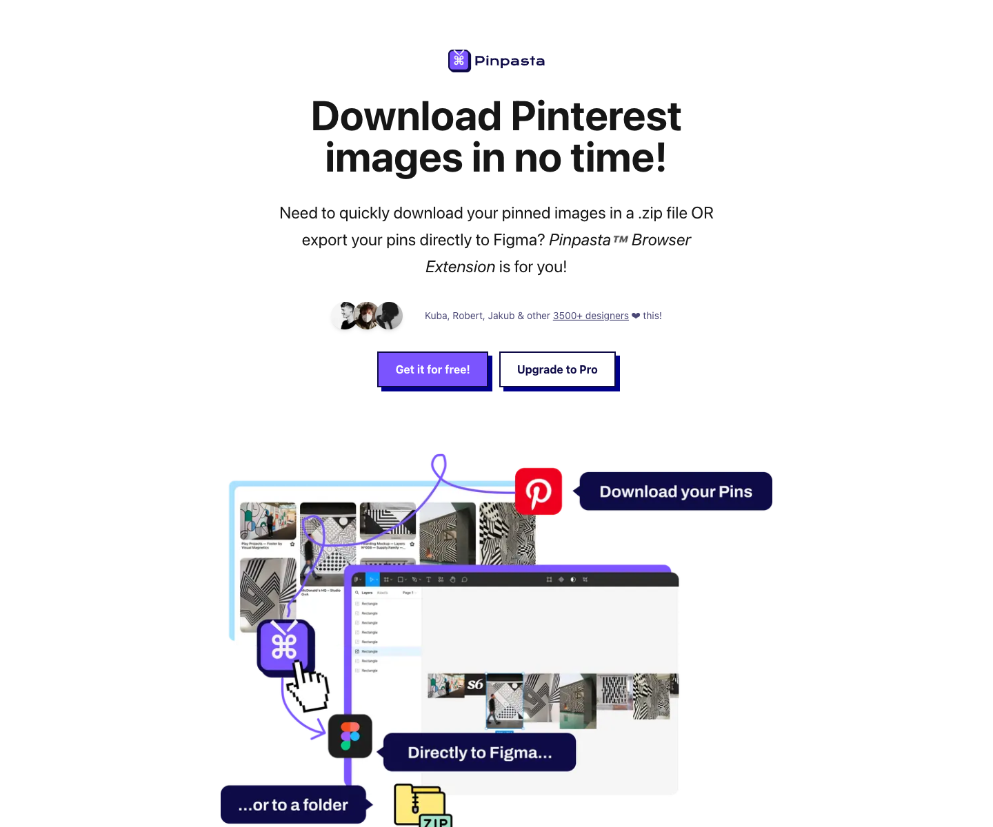 Pinpasta landing page screenshot