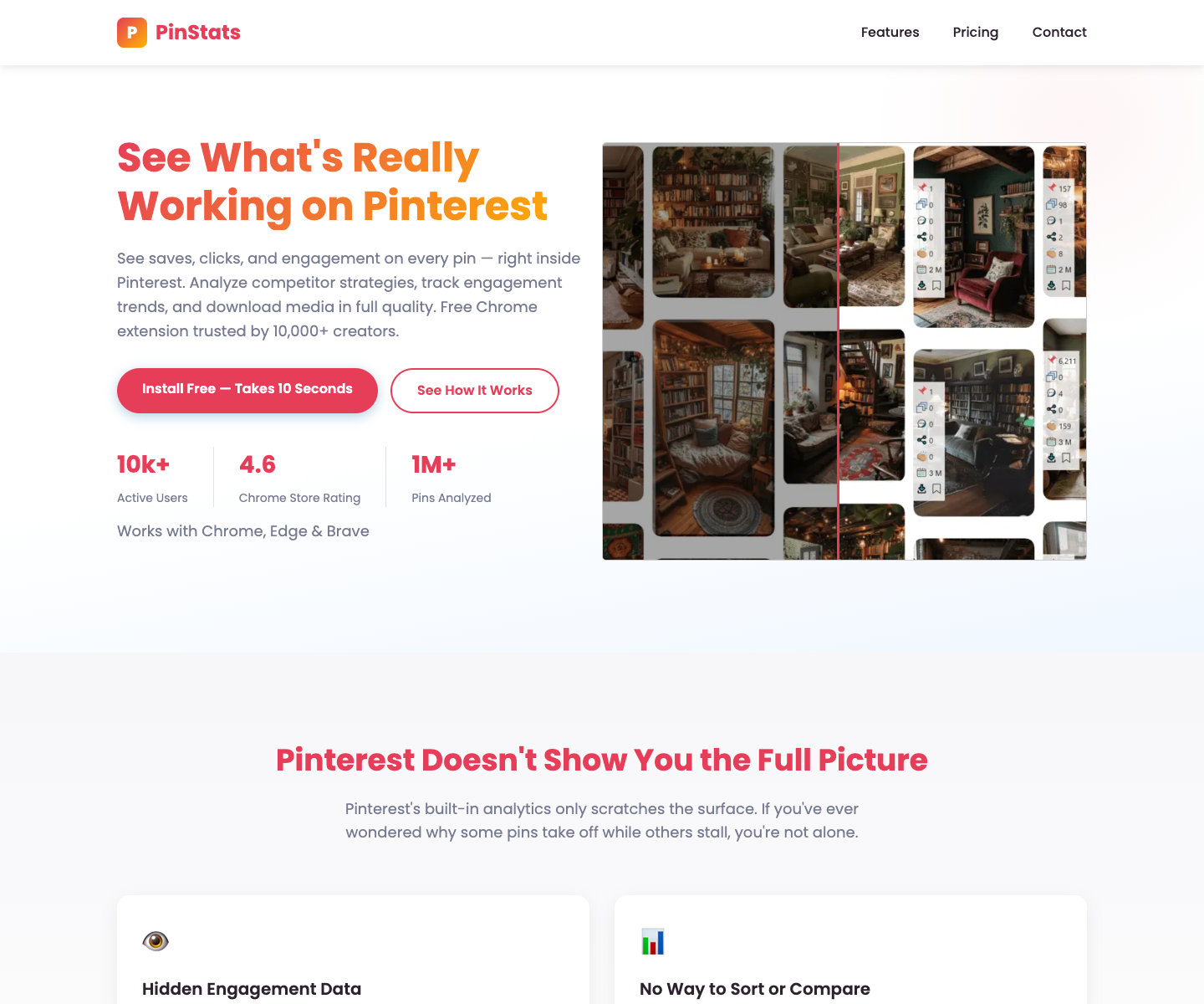 PinStats landing page screenshot
