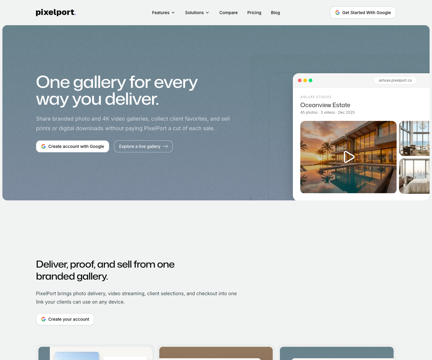 PixelPort landing page screenshot