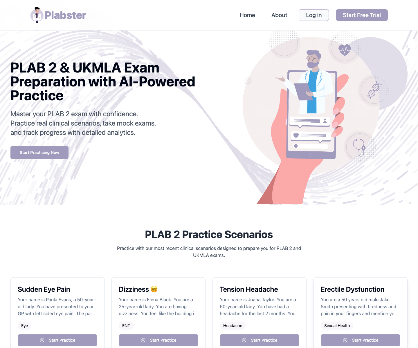 Plabster landing page screenshot