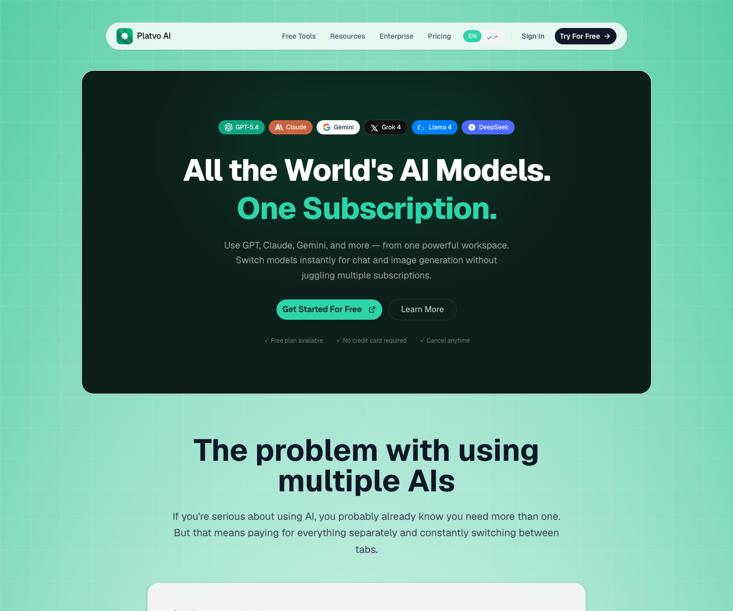 Platvo AI landing page screenshot
