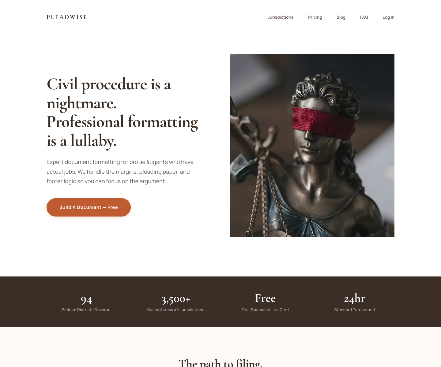 Pleadwise LLC landing page screenshot