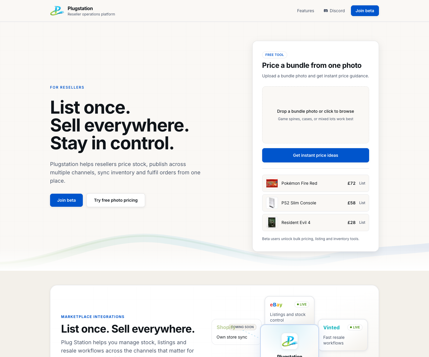 Plugstation landing page screenshot