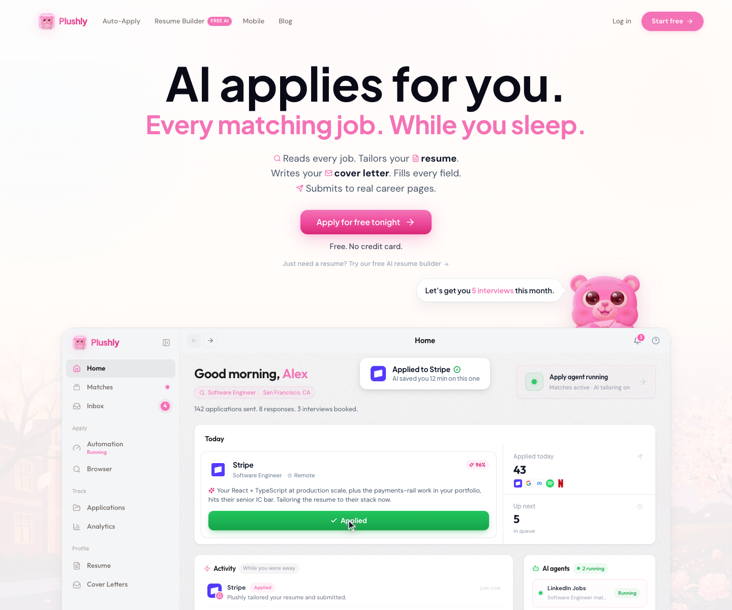 Plushly landing page screenshot